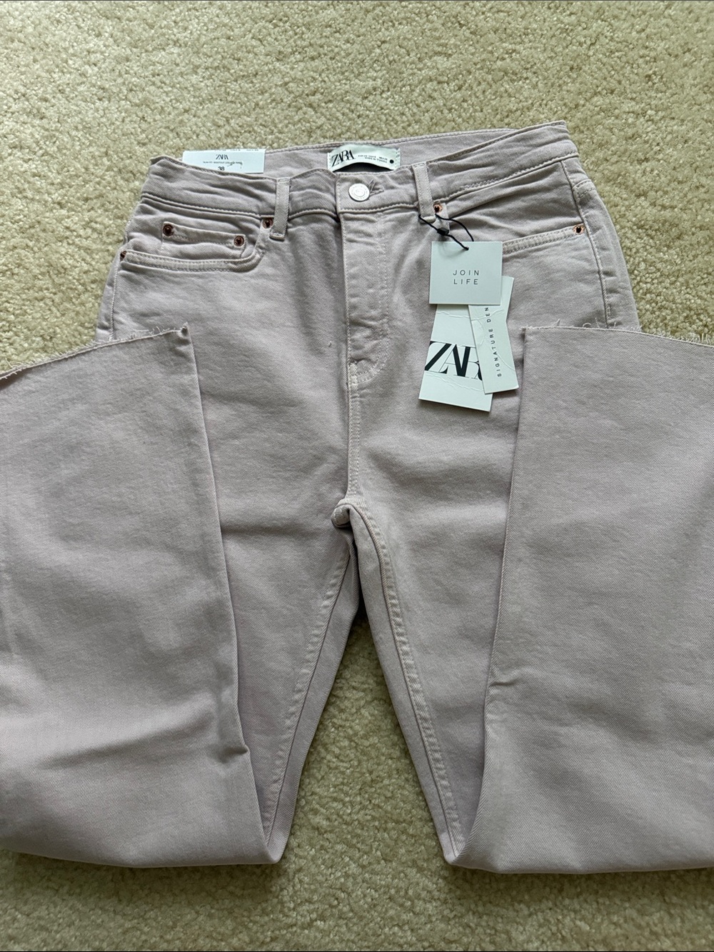 Brand new!!!ZARA Dusty Pink Boot cut Cropped Jeans size 6